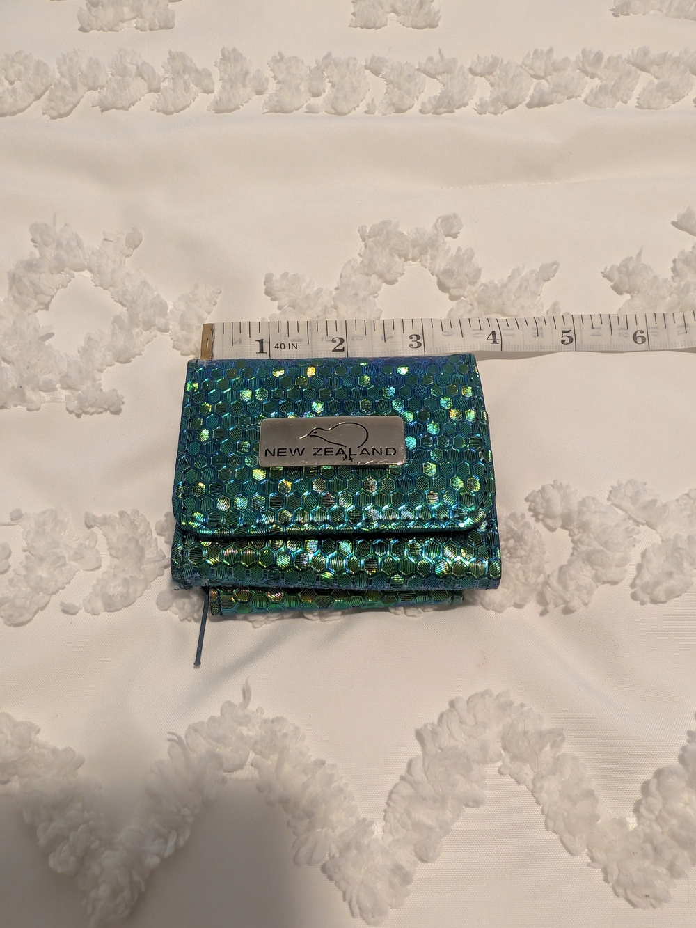 Iridescent Green Blue Compact Wallet